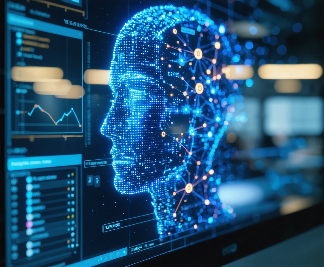 Nahaufnahme eines Bildschirms mit neuronalen Netzen
