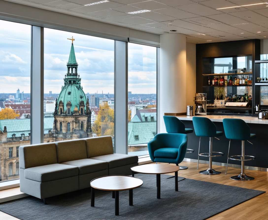 Komfortable Studenten-Lounge mit Kaffeebar